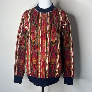 Paul Smith Red and Navy Textured Wool Crewneck Sweater